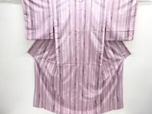 縞に桜模様小紋着物